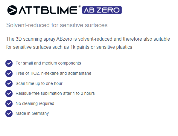 ATTBLIME AB ZERO 500ML Vanishing 3D Scanning Spray For Sensitive Surfaces